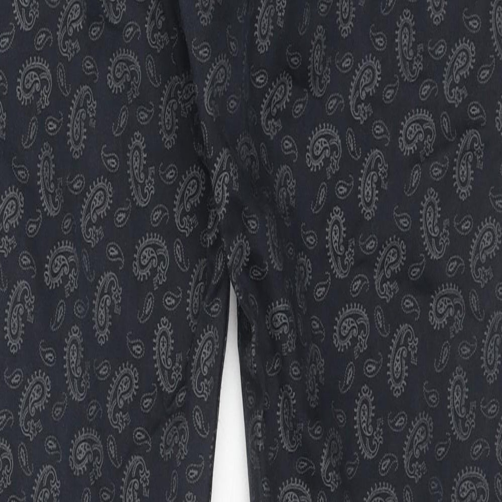 DOCKERS Mens Blue Paisley Cotton Trousers Size 36 in L34 in Regular Zip