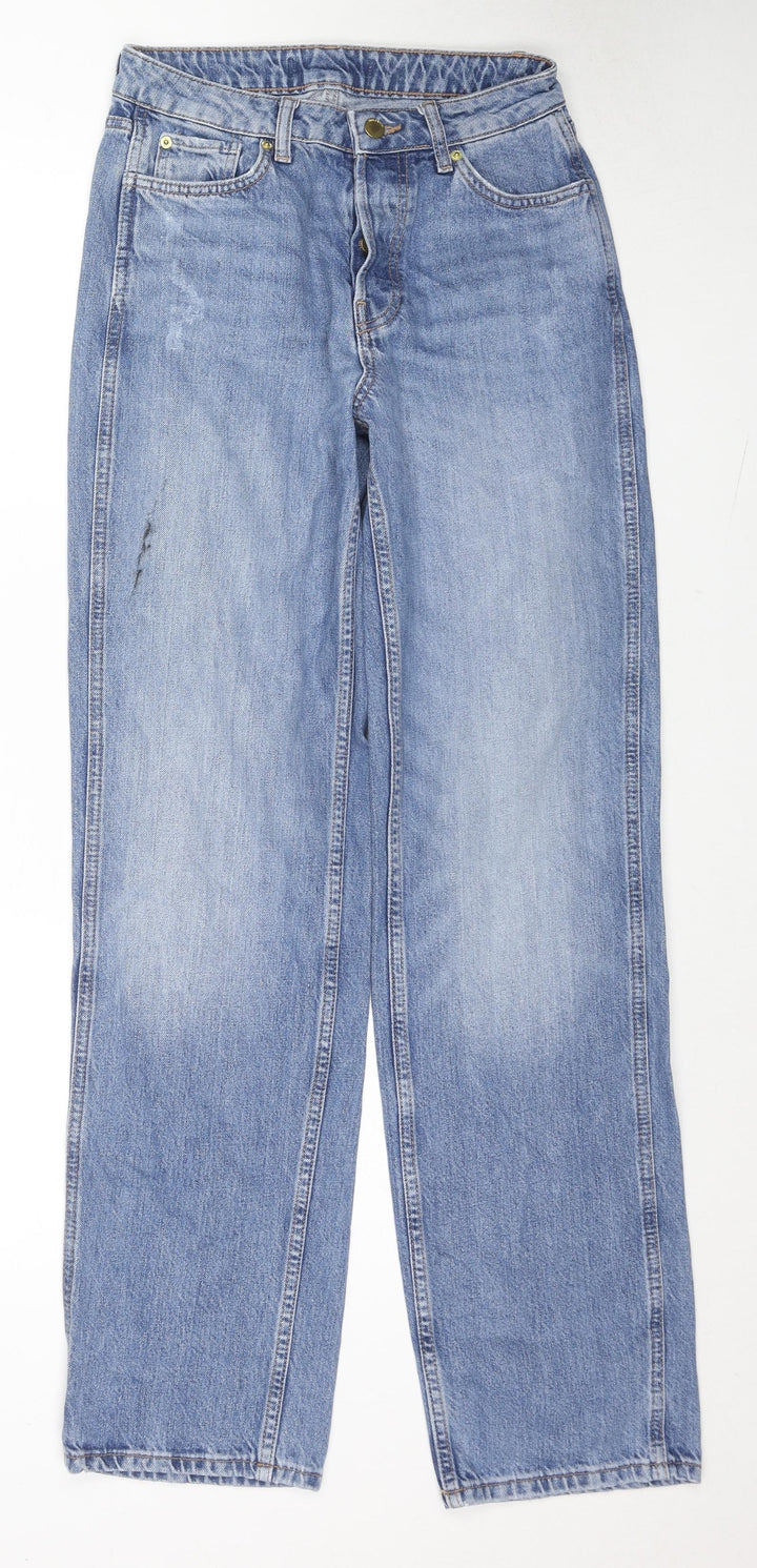 Zara Womens Blue Cotton Straight Jeans Size 26 in L32 in Regular Button