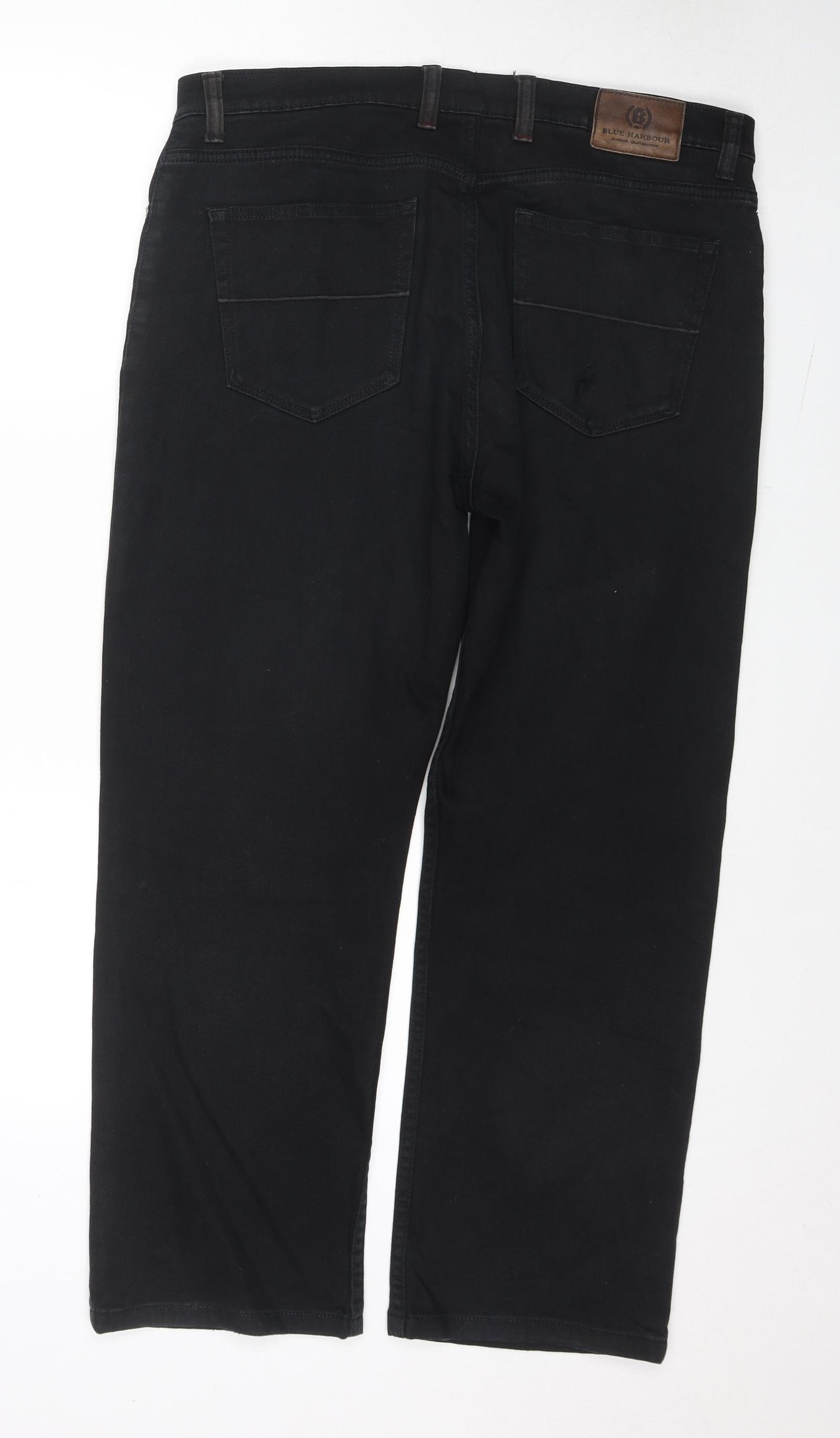 Blue Harbour Mens Black Cotton Straight Jeans Size 36 in L29 in Regular Zip