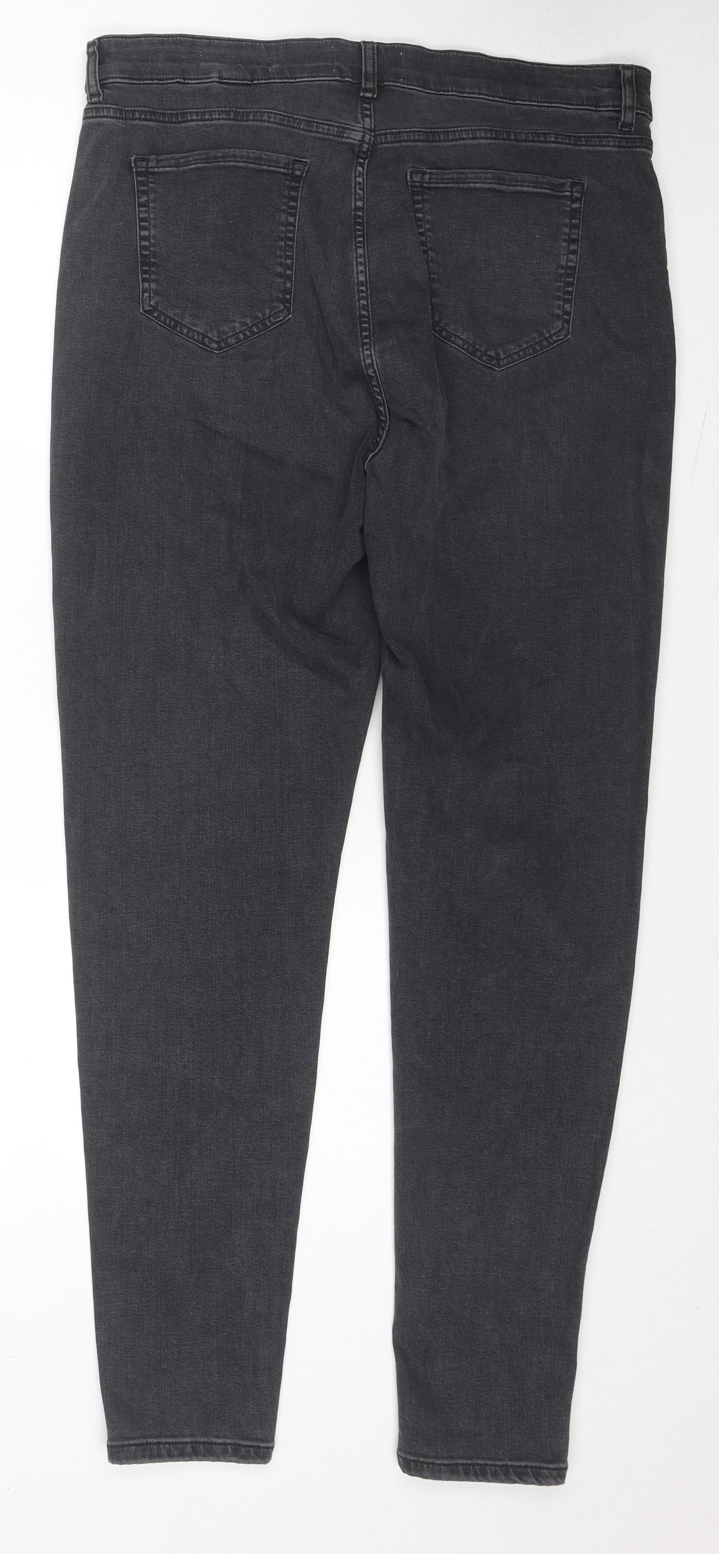 Per Una Womens Grey Cotton Skinny Jeans Size 18 L29 in Regular Zip