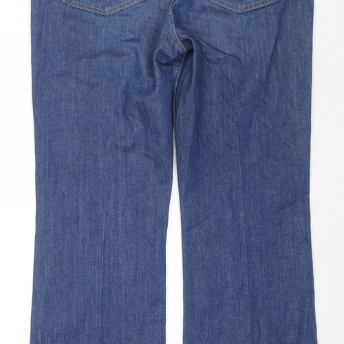 Marks and Spencer Womens Blue Cotton Flared Jeans Size 16 L30 in Slim Zip
