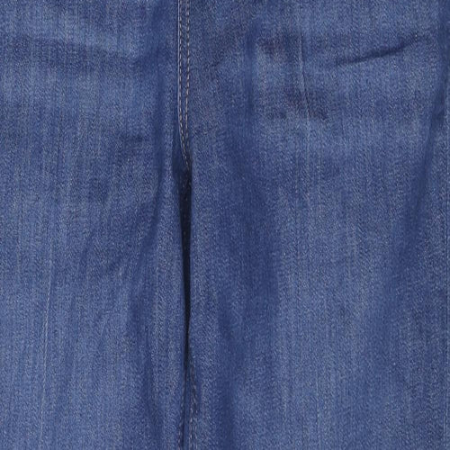 Marks and Spencer Womens Blue Cotton Flared Jeans Size 16 L30 in Slim Zip