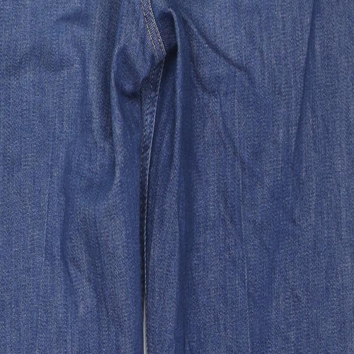 Marks and Spencer Womens Blue Cotton Flared Jeans Size 16 L30 in Slim Zip