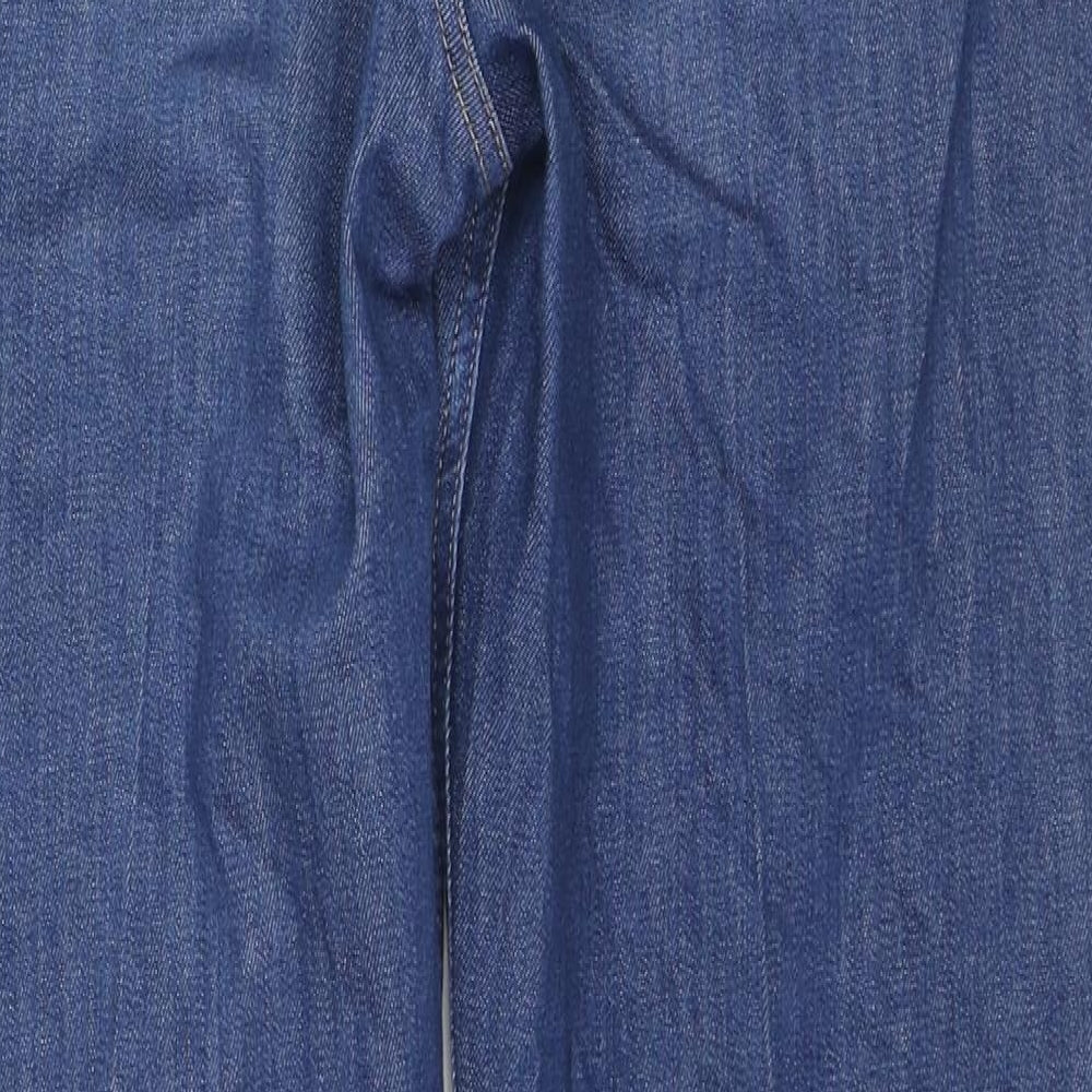 Marks and Spencer Womens Blue Cotton Flared Jeans Size 16 L30 in Slim Zip