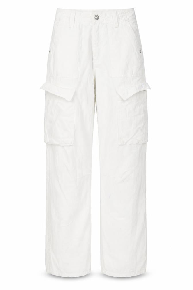 Bershka Womens White Cotton Straight Jeans Size 6 L30 in Regular Zip - Cargo Style