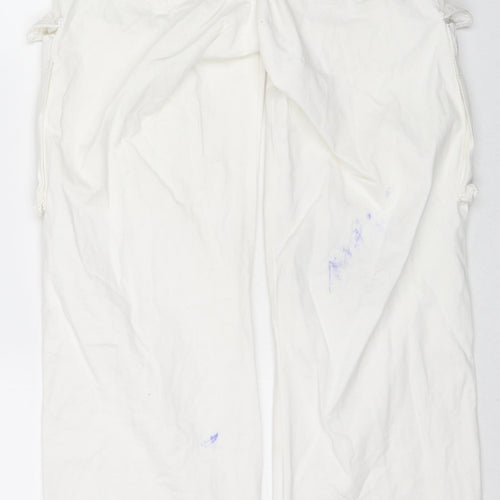 Bershka Womens White Cotton Straight Jeans Size 6 L30 in Regular Zip - Cargo Style