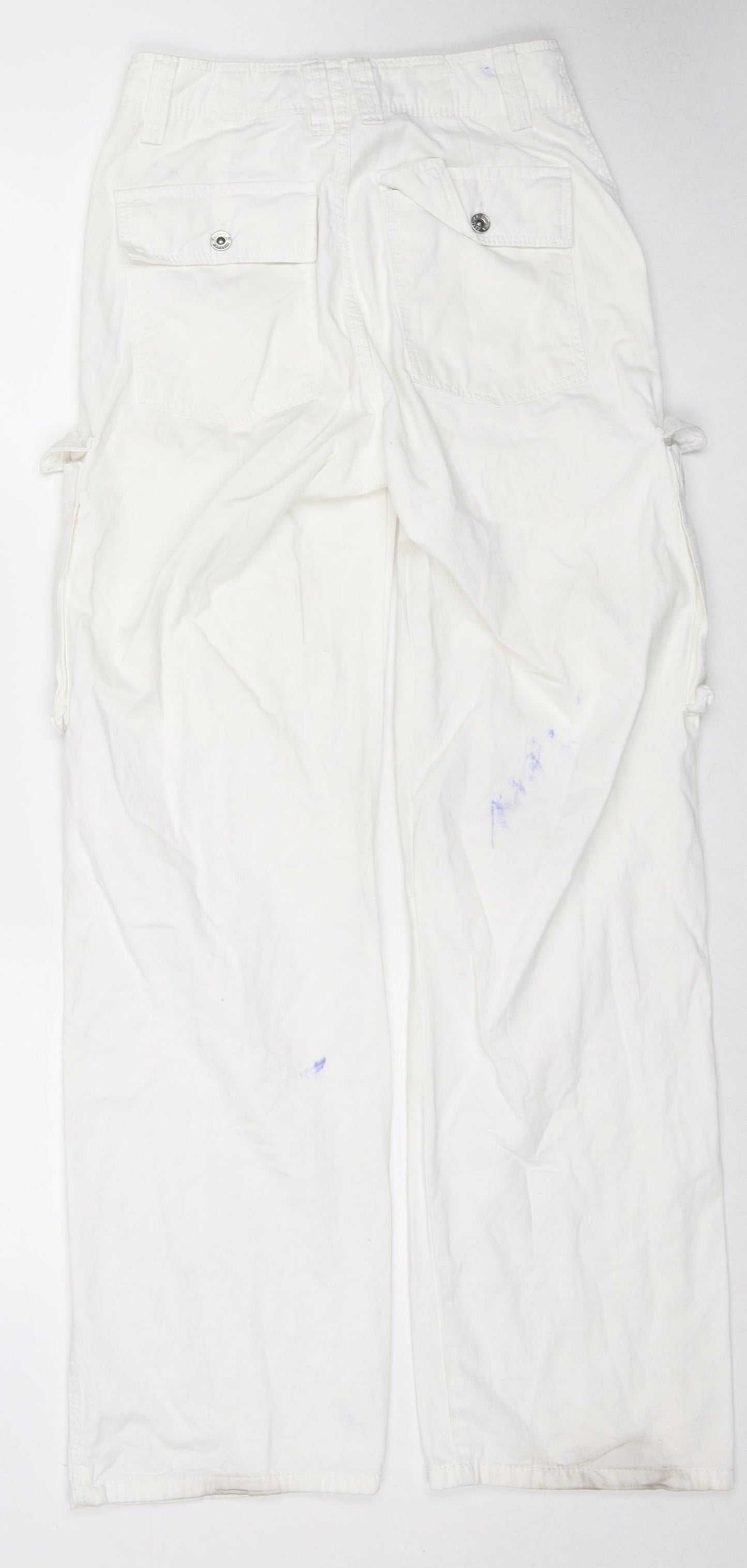Bershka Womens White Cotton Straight Jeans Size 6 L30 in Regular Zip - Cargo Style