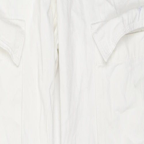 Bershka Womens White Cotton Straight Jeans Size 6 L30 in Regular Zip - Cargo Style
