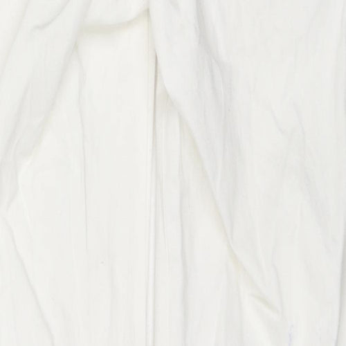 Bershka Womens White Cotton Straight Jeans Size 6 L30 in Regular Zip - Cargo Style
