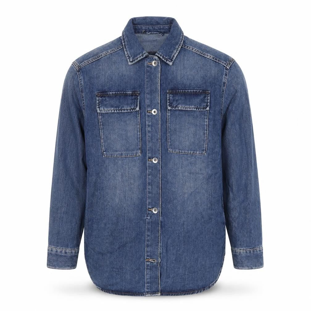 Front view of Marks & Spencer men’s blue jacket, size S, button