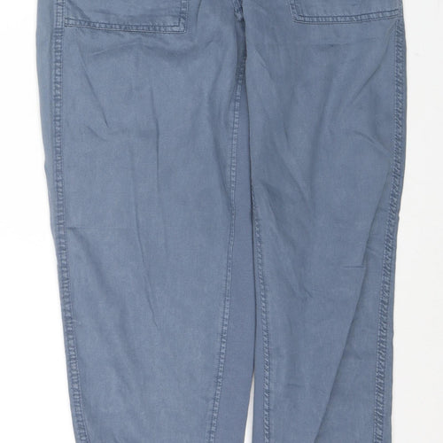 Marks and Spencer Womens Blue Lyocell Carrot Trousers Size 8 L30 in Regular Drawstring