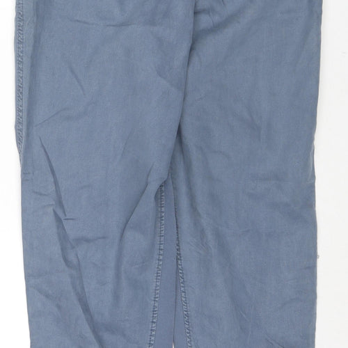 Marks and Spencer Womens Blue Lyocell Carrot Trousers Size 8 L30 in Regular Drawstring