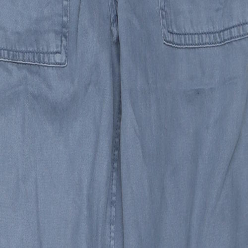 Marks and Spencer Womens Blue Lyocell Carrot Trousers Size 8 L30 in Regular Drawstring