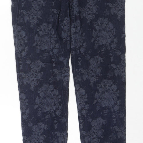 Denim & Co. Womens Blue Floral Cotton Skinny Jeans Size 8 L29 in Regular Zip