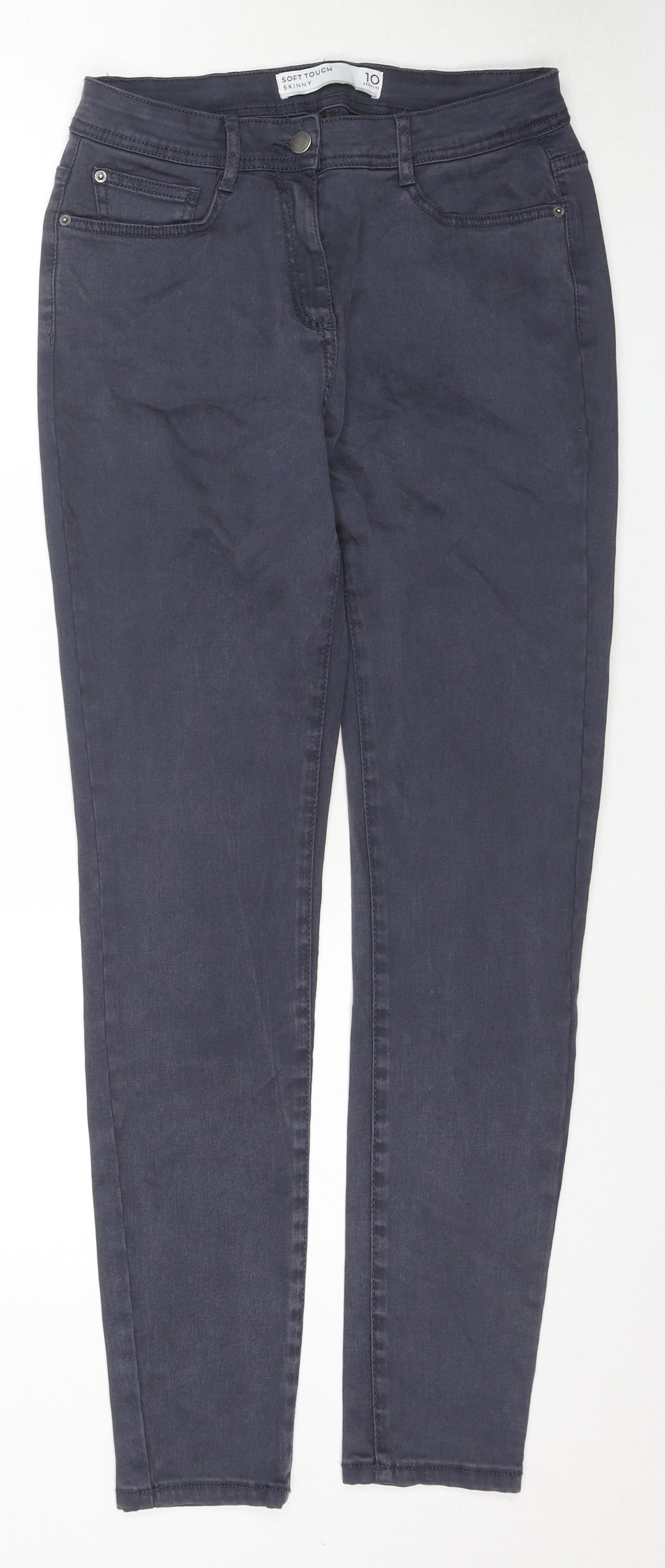 NEXT Womens Blue Lyocell Trousers Size 10 L28 in Regular Zip