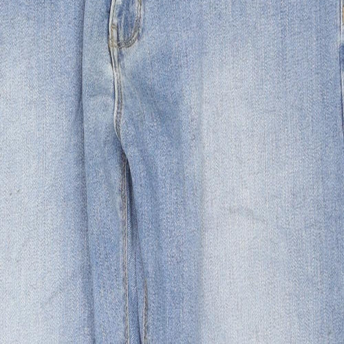 Marks and Spencer Mens Blue Cotton Straight Jeans Size 34 in L29 in Regular Zip