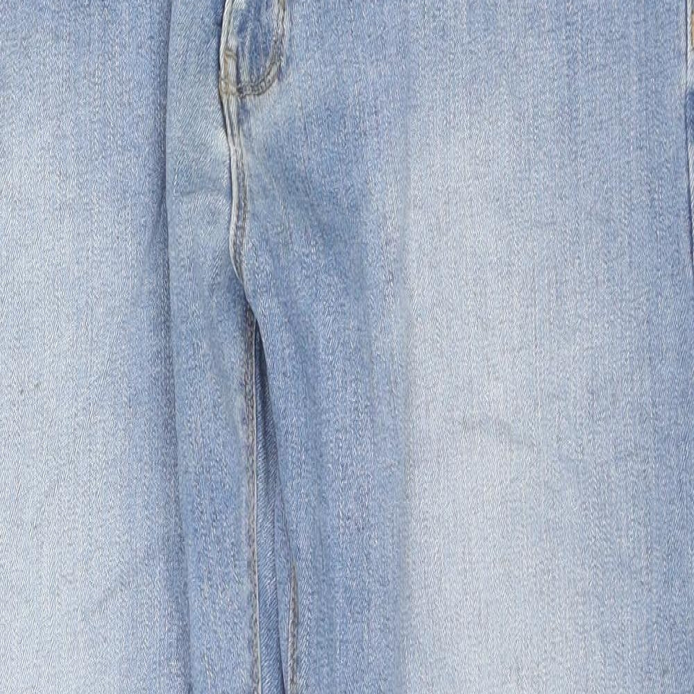 Marks and Spencer Mens Blue Cotton Straight Jeans Size 34 in L29 in Regular Zip
