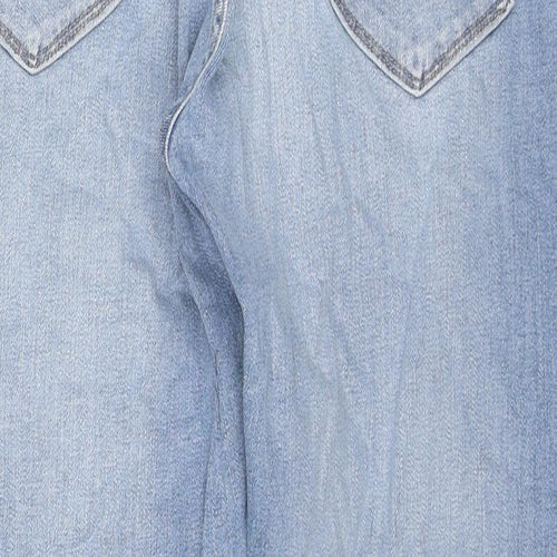 Marks and Spencer Mens Blue Cotton Straight Jeans Size 34 in L29 in Regular Zip