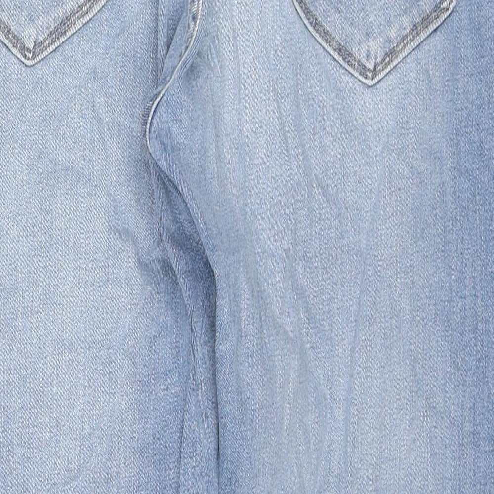 Marks and Spencer Mens Blue Cotton Straight Jeans Size 34 in L29 in Regular Zip