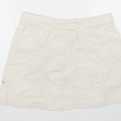 H&M Womens Ivory Cotton Mini Skirt Size 10 Button