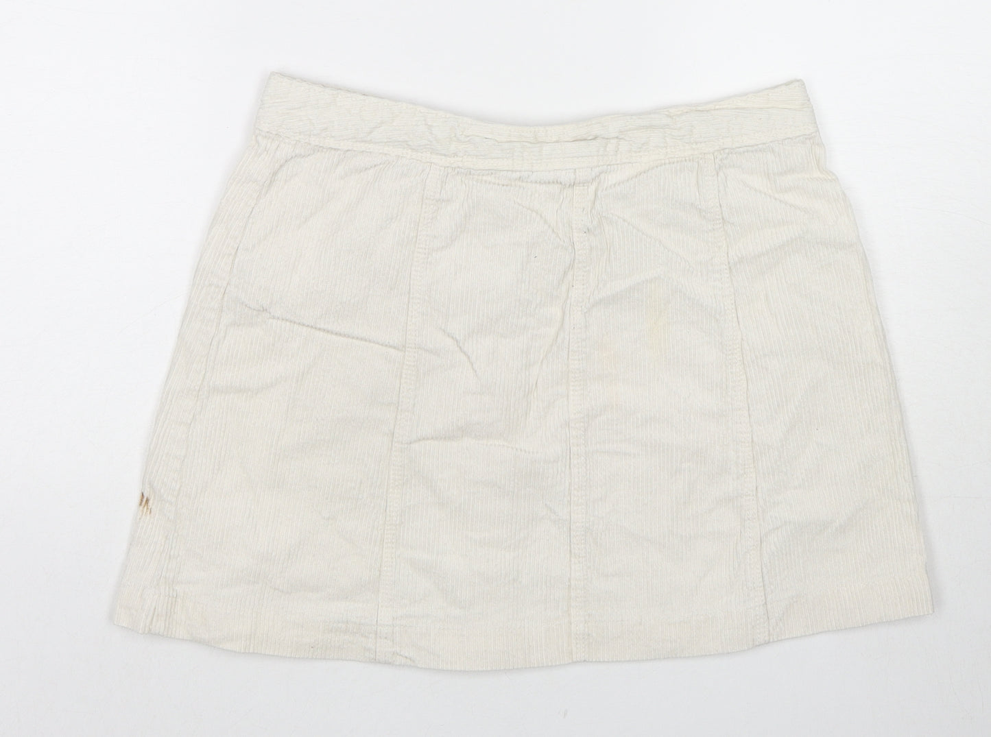 H&M Womens Ivory Cotton Mini Skirt Size 10 Button
