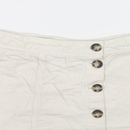 H&M Womens Ivory Cotton Mini Skirt Size 10 Button