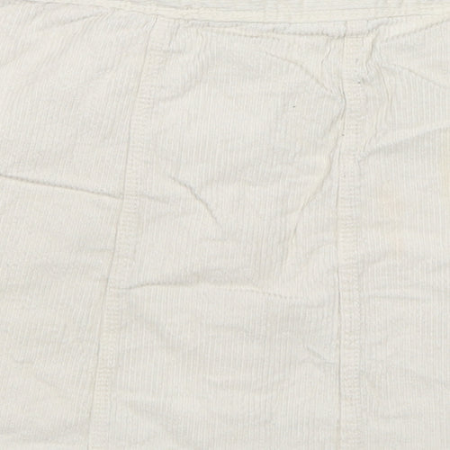 H&M Womens Ivory Cotton Mini Skirt Size 10 Button