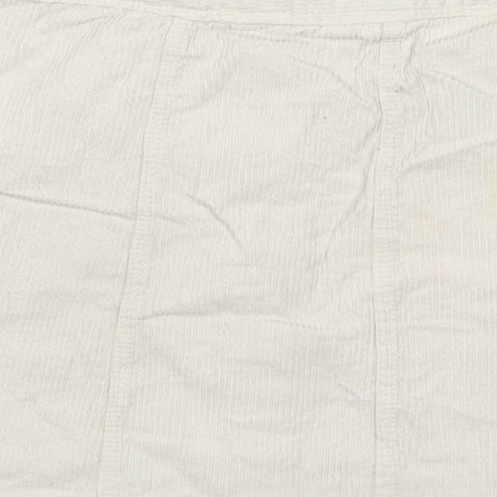 H&M Womens Ivory Cotton Mini Skirt Size 10 Button