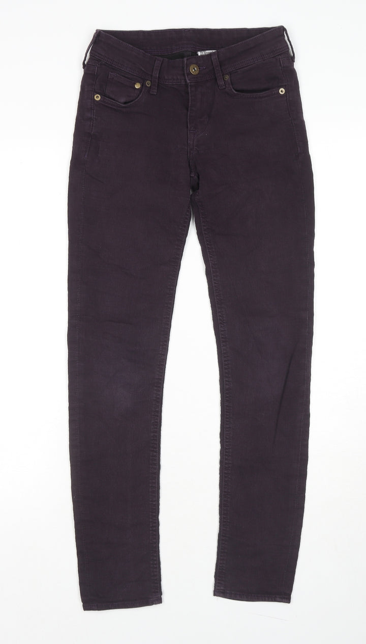 H&M Womens Purple Cotton Skinny Jeans Size 26 L30 in Regular Zip