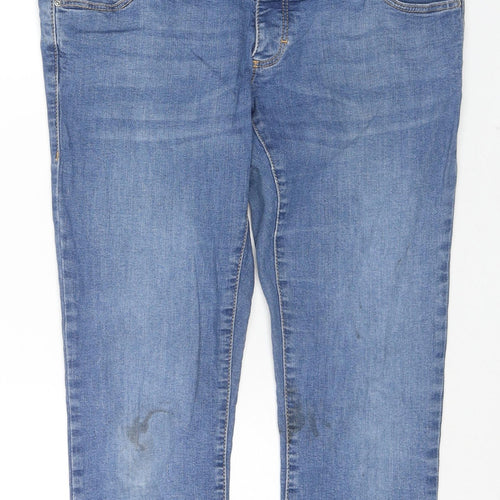 Topshop Womens Blue Cotton Skinny Jeans Size 10 L25 in Slim Zip