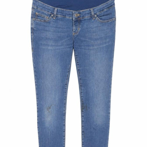 Topshop Womens Blue Cotton Skinny Jeans Size 10 L25 in Slim Zip