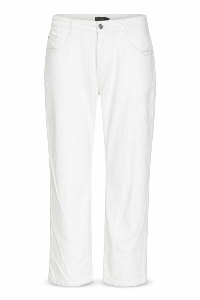 BPC Collection Womens White Cotton Straight Jeans Size 14 L25 in Regular Zip