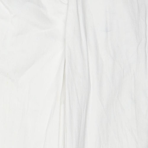 BPC Collection Womens White Cotton Straight Jeans Size 14 L25 in Regular Zip