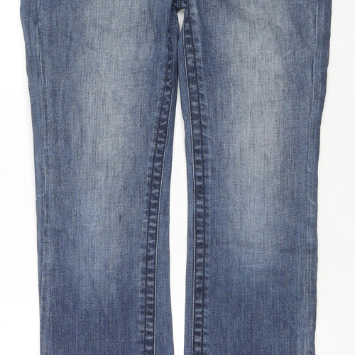 Topshop Womens Blue Cotton Straight Jeans Size 10 L30 in Regular Button