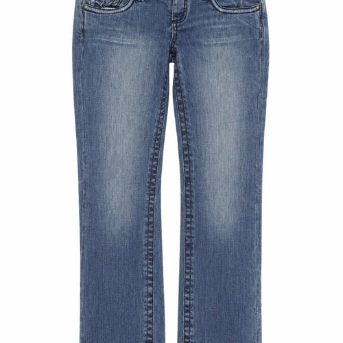 Topshop Womens Blue Cotton Straight Jeans Size 10 L30 in Regular Button