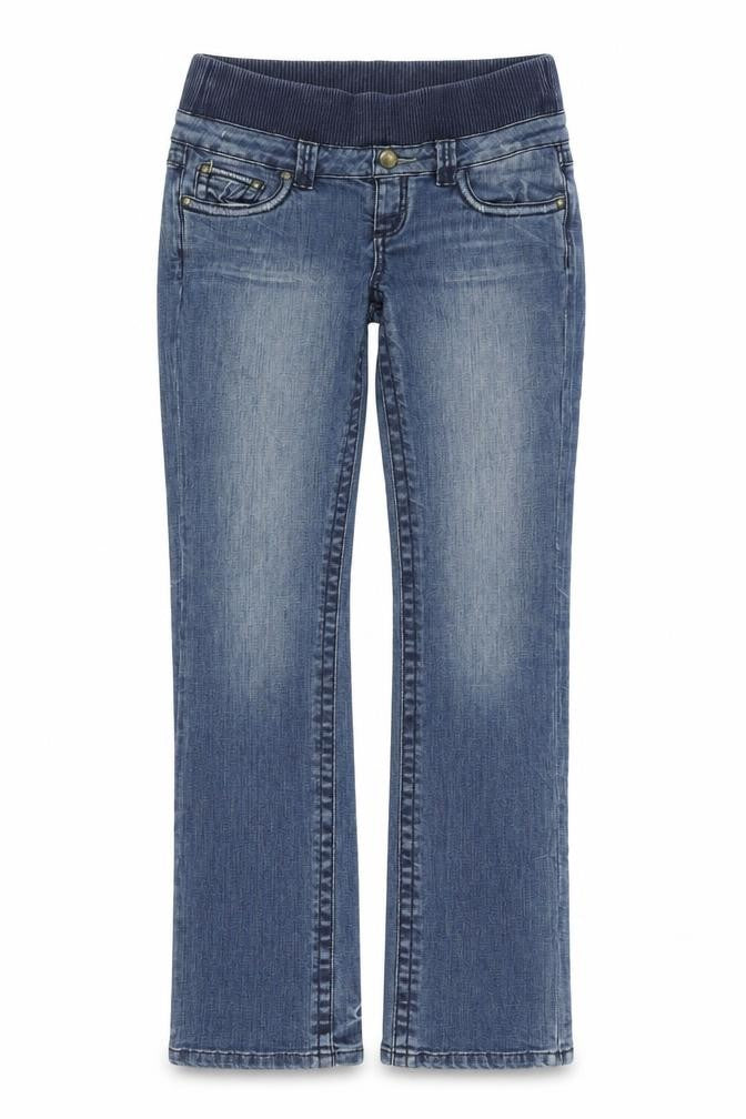 Topshop Womens Blue Cotton Straight Jeans Size 10 L30 in Regular Button