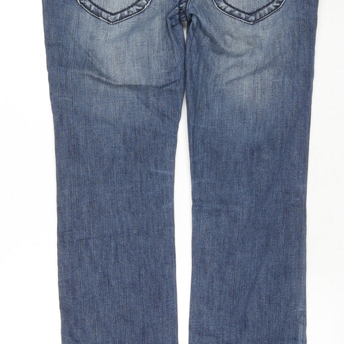 Topshop Womens Blue Cotton Straight Jeans Size 10 L30 in Regular Button