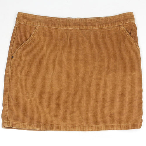 Dorothy Perkins Womens Beige Cotton A-Line Skirt Size 10 Zip