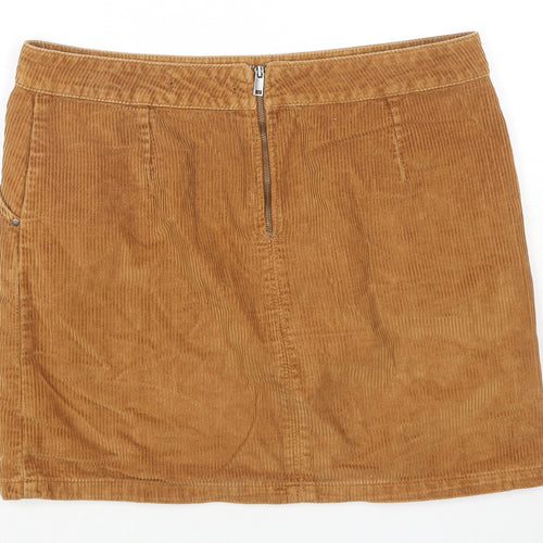 Dorothy Perkins Womens Beige Cotton A-Line Skirt Size 10 Zip