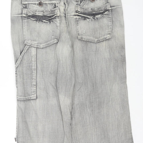 New Look Womens Grey Cotton Cropped Jeans Size 16 L24 in Regular Zip