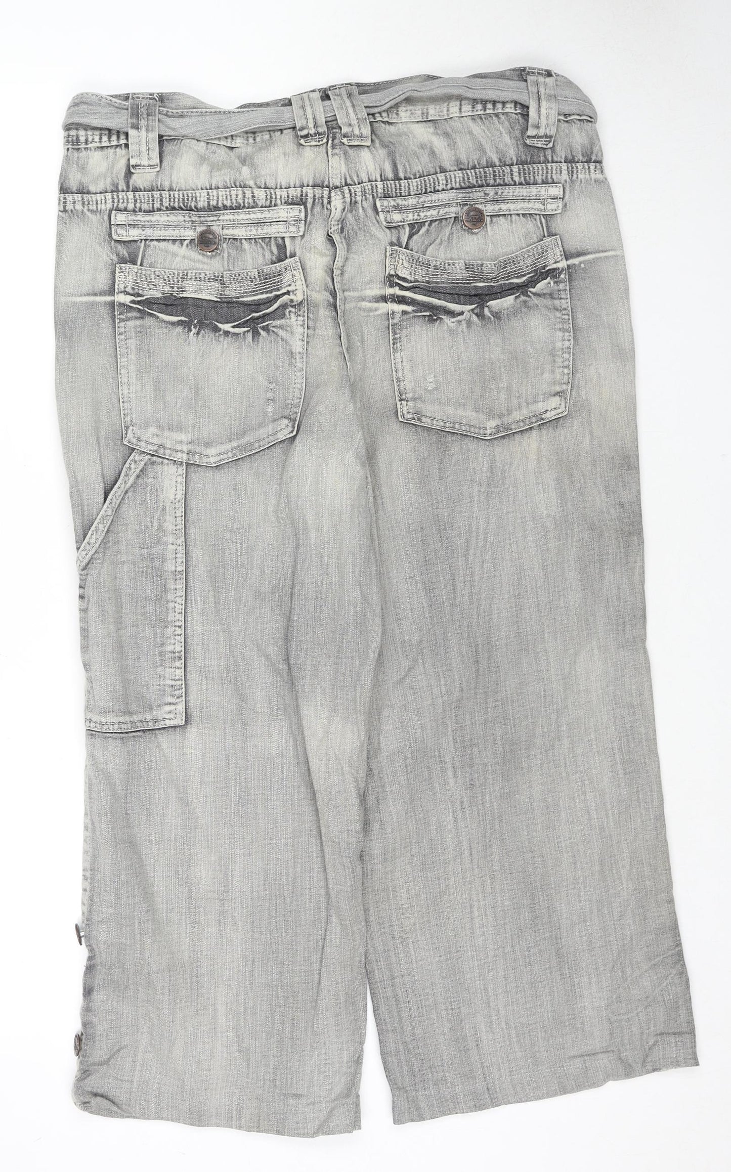 New Look Womens Grey Cotton Cropped Jeans Size 16 L24 in Regular Zip