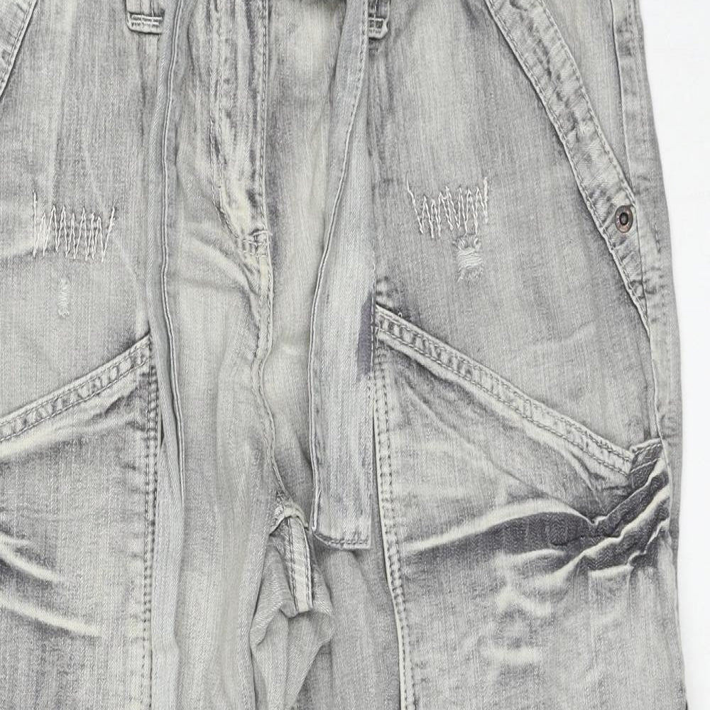 New Look Womens Grey Cotton Cropped Jeans Size 16 L24 in Regular Zip
