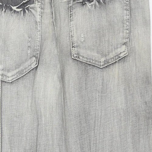 New Look Womens Grey Cotton Cropped Jeans Size 16 L24 in Regular Zip