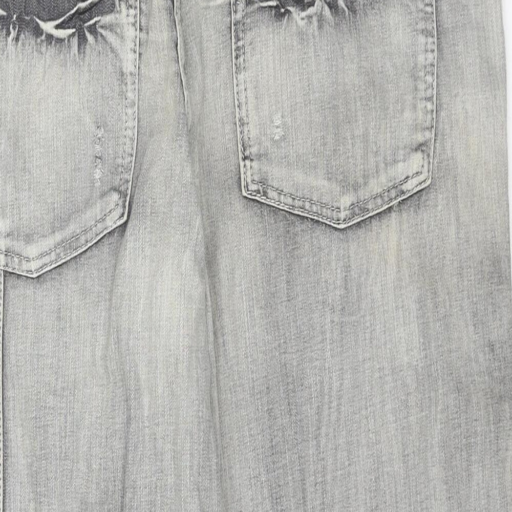 New Look Womens Grey Cotton Cropped Jeans Size 16 L24 in Regular Zip