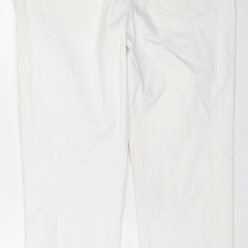 NEXT Womens White Cotton Cropped Jeans Size 16 L23 in Regular Zip