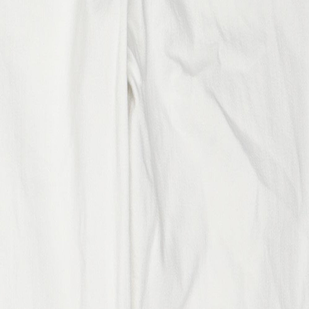 NEXT Womens White Cotton Cropped Jeans Size 16 L23 in Regular Zip