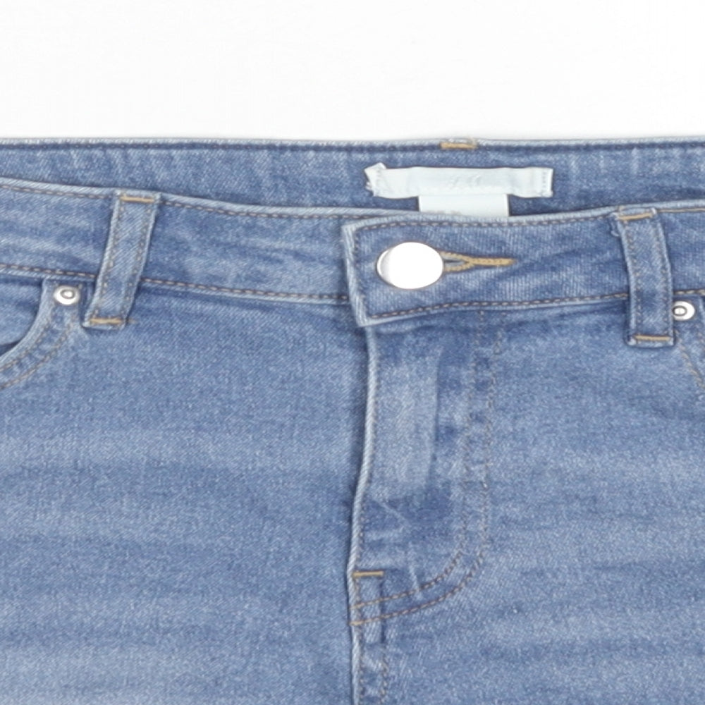 Marks and Spencer Womens Blue Cotton Hot Pants Shorts Size 8 L3 in Regular Zip