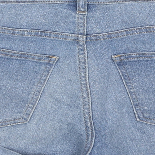 Marks and Spencer Womens Blue Cotton Hot Pants Shorts Size 8 L3 in Regular Zip