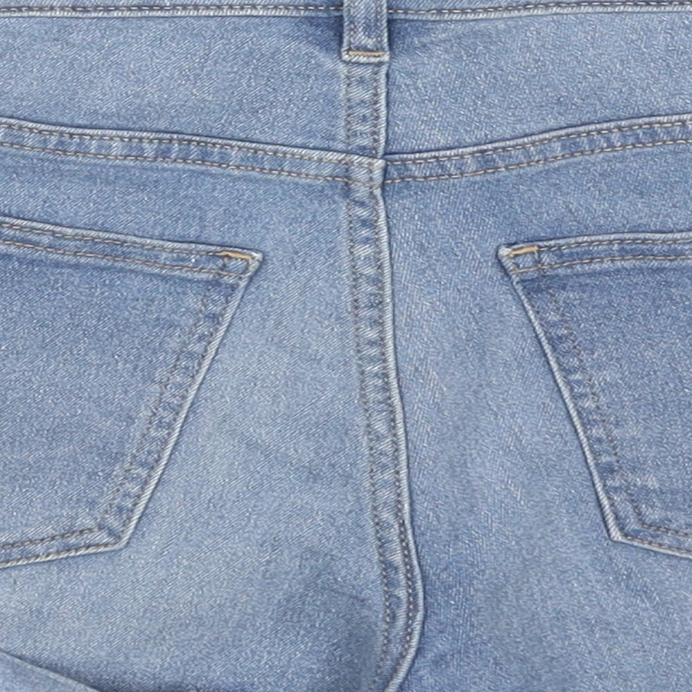 Marks and Spencer Womens Blue Cotton Hot Pants Shorts Size 8 L3 in Regular Zip