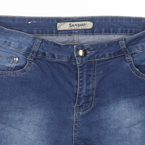 Sunbird Womens Blue Cotton Skimmer Shorts Size 32 in L6 in Regular Zip
